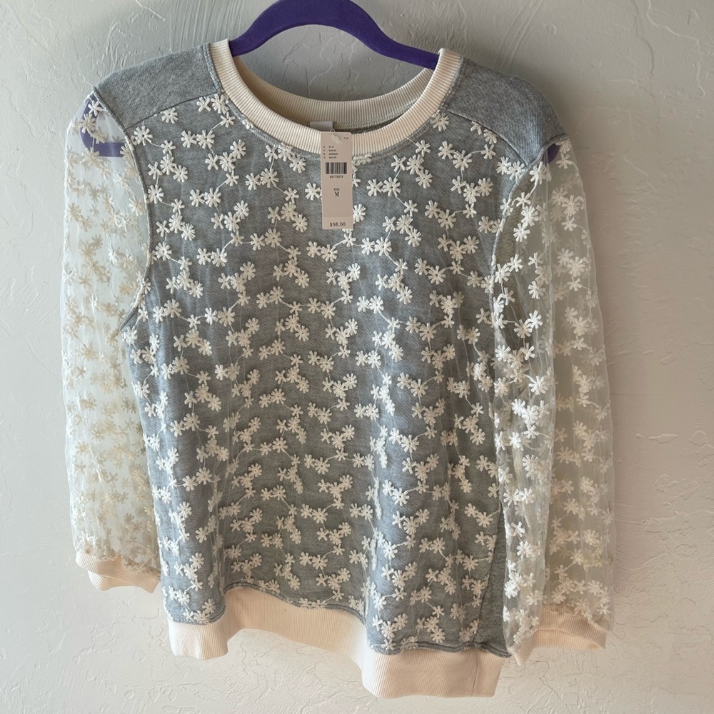 Anthropologie “Amadi” lace sweatshirt